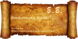 Benkovszky Bodó névjegykártya